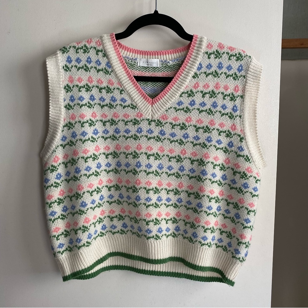 pastel floral sweater vest